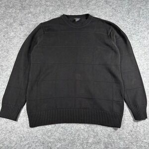 Alexander Julian Colours Sweater Mens M Black Good Textured Grid Cotton Pullover